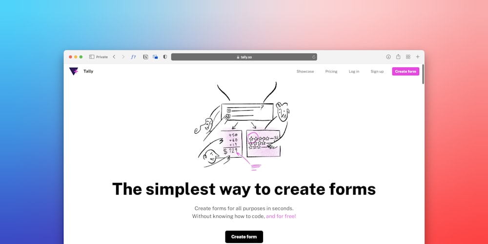 a computer screen with the words the simplest way to create forms on it