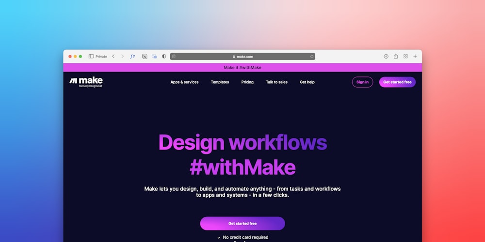 a web page with the words design workflows on it