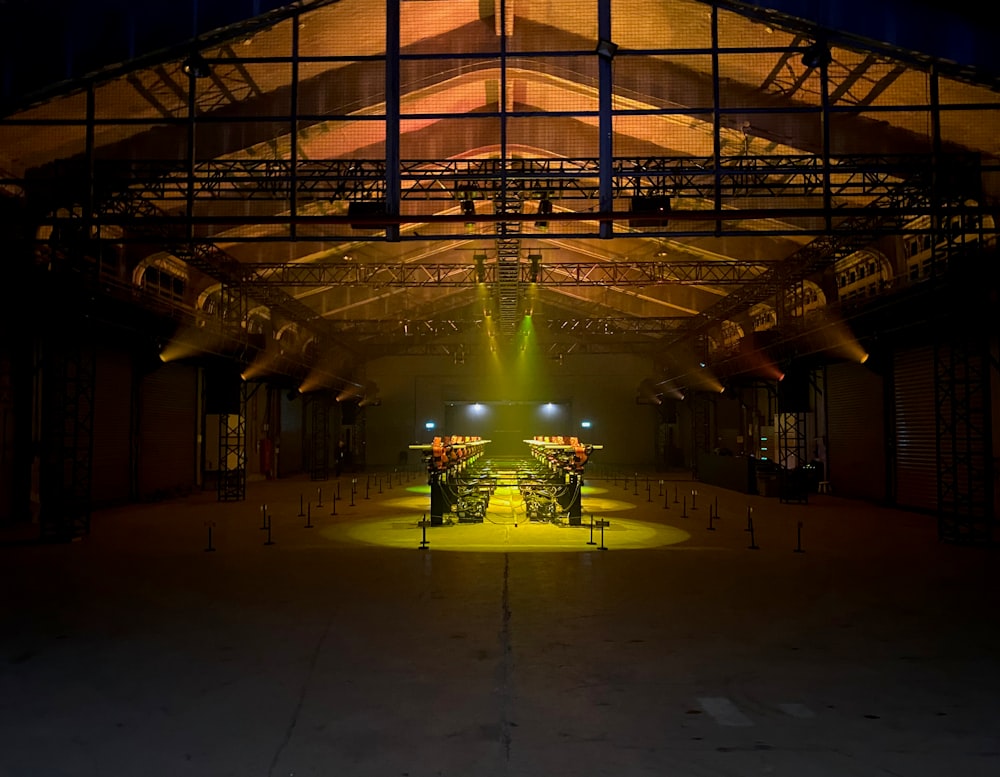 a stage set up for a concert with lights