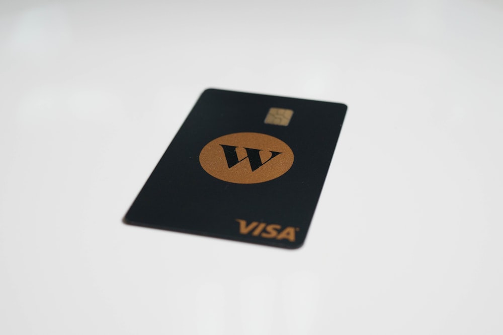 a close up of a visa card on a table