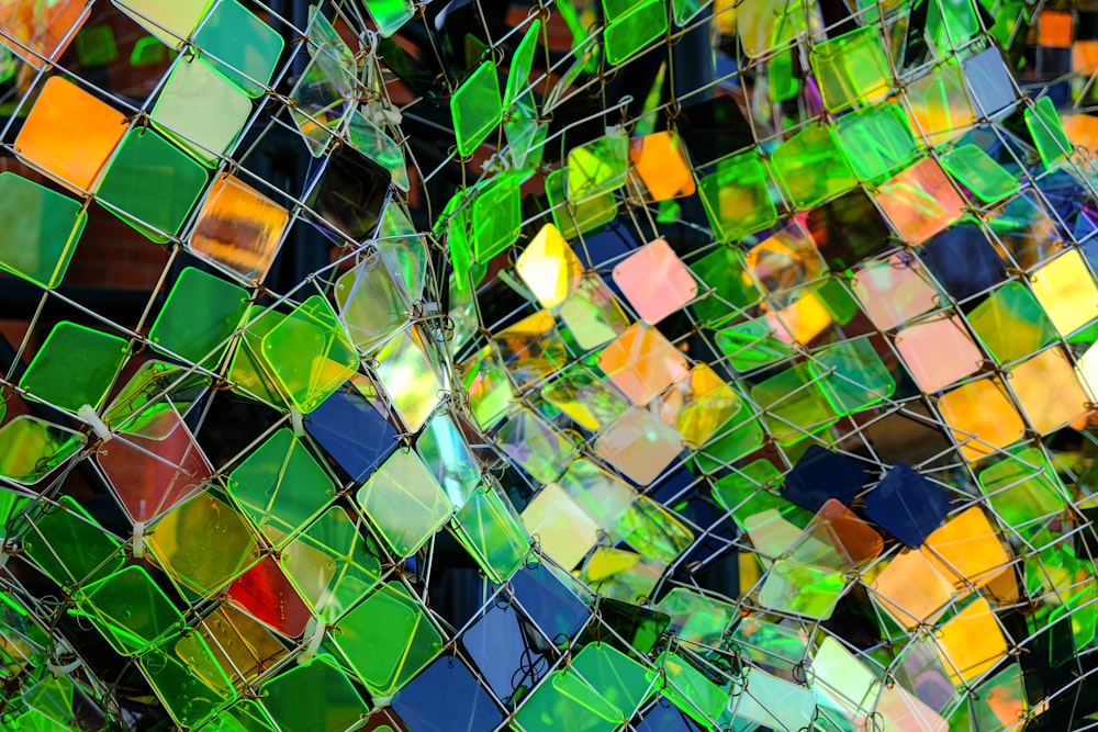a close up of a colorful glass mosaic