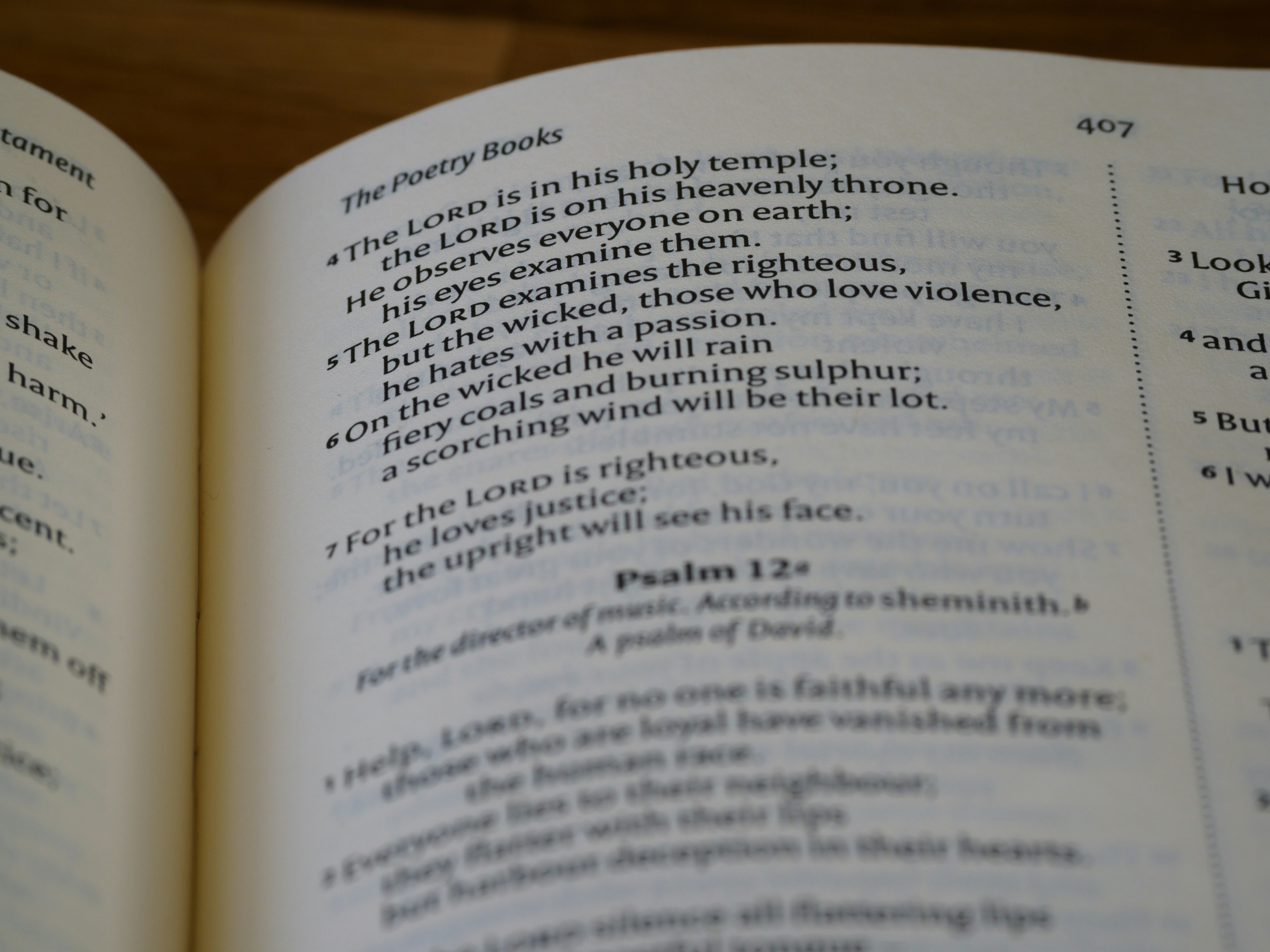 Nahaufnahme eines aufgeschlagenen Buches auf einem Tisch