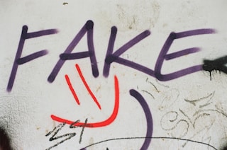 graffiti on a wall that says fake by Markus Spiske (@markusspiske)