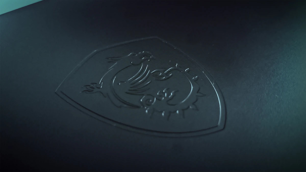 Emblema debosata, fara cerneala, vizibila doar din lumina razanta pe carton inchis