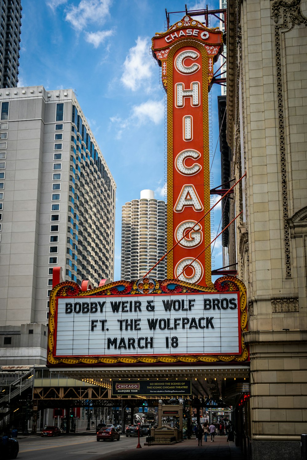 the chicago theatre marquee for the movie chicago