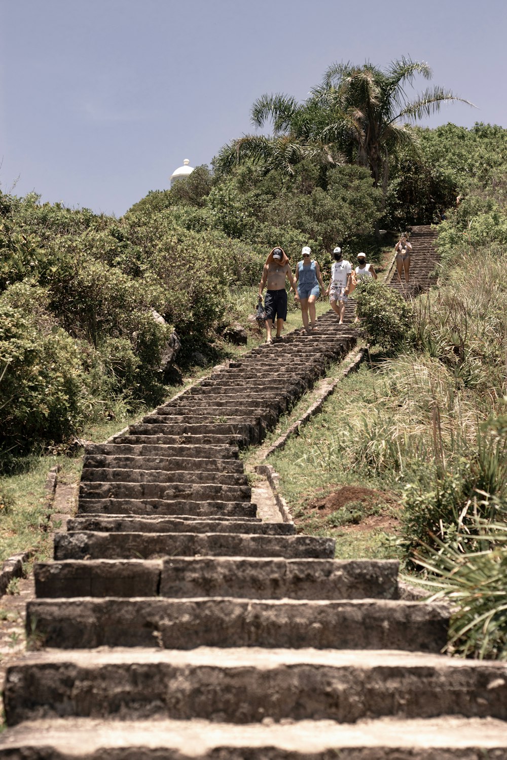 Un grupo de personas subiendo un conjunto de escaleras
