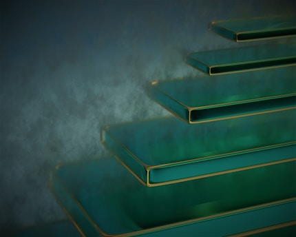 Visual of a sleek, minimalist digital roadmap highlighting growth steps in emerald accents