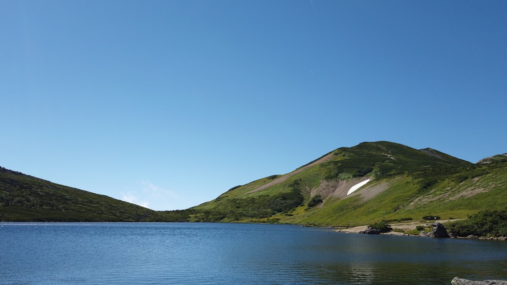 a large body of water surrounded by mountains