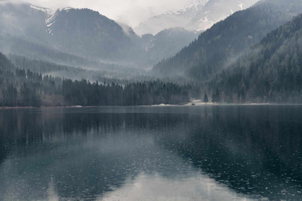 a large body of water surrounded by mountains