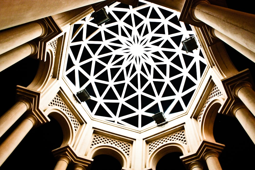 a view of the ceiling of a building