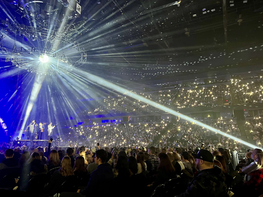 Crowd attending live entertainment in an arena