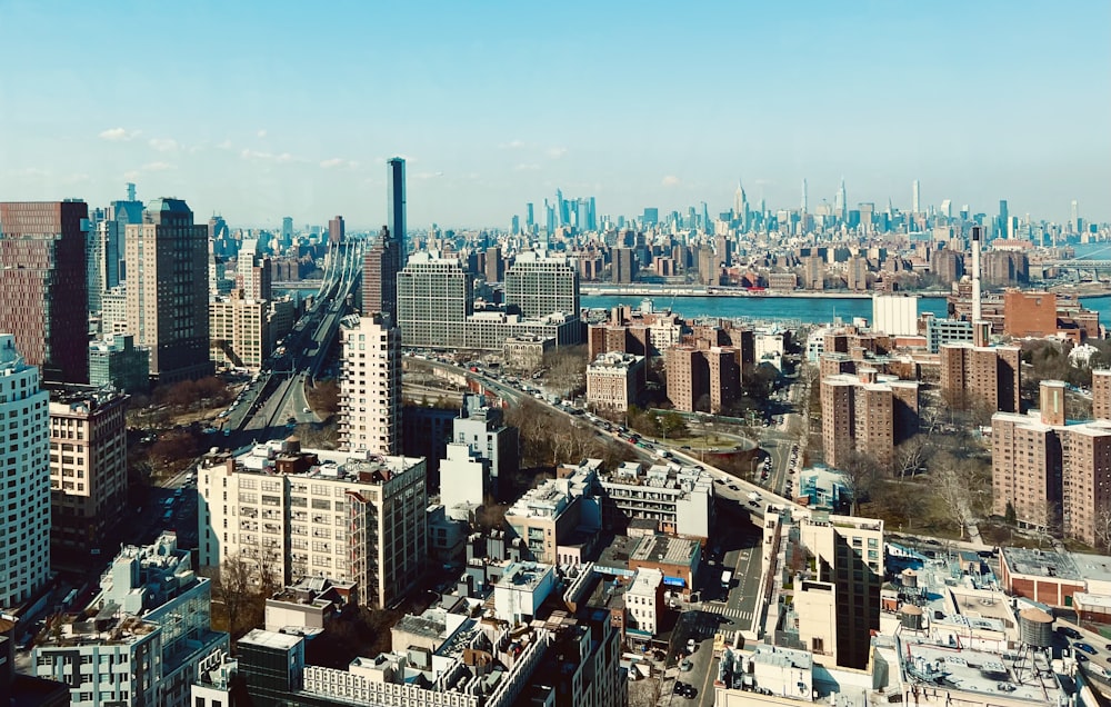 a view of a city from a tall building