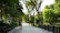 A sunlit park scene with a couple walking hand in hand, smiling freely.
