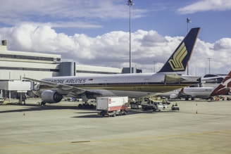 a large jetliner sitting on top of an airport tarmac