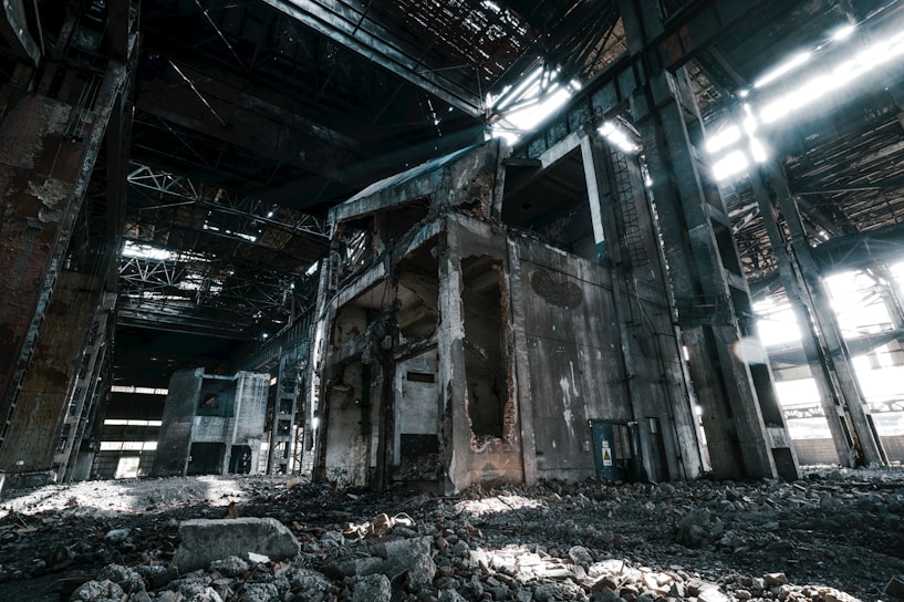 A stunning urban exploration scene showcasing abandoned buildings.