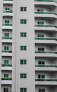 Completed residential building with energy-efficient facade