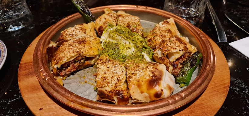 a plate of food that is on a table