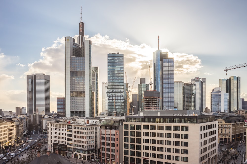 a view of a city with tall buildings