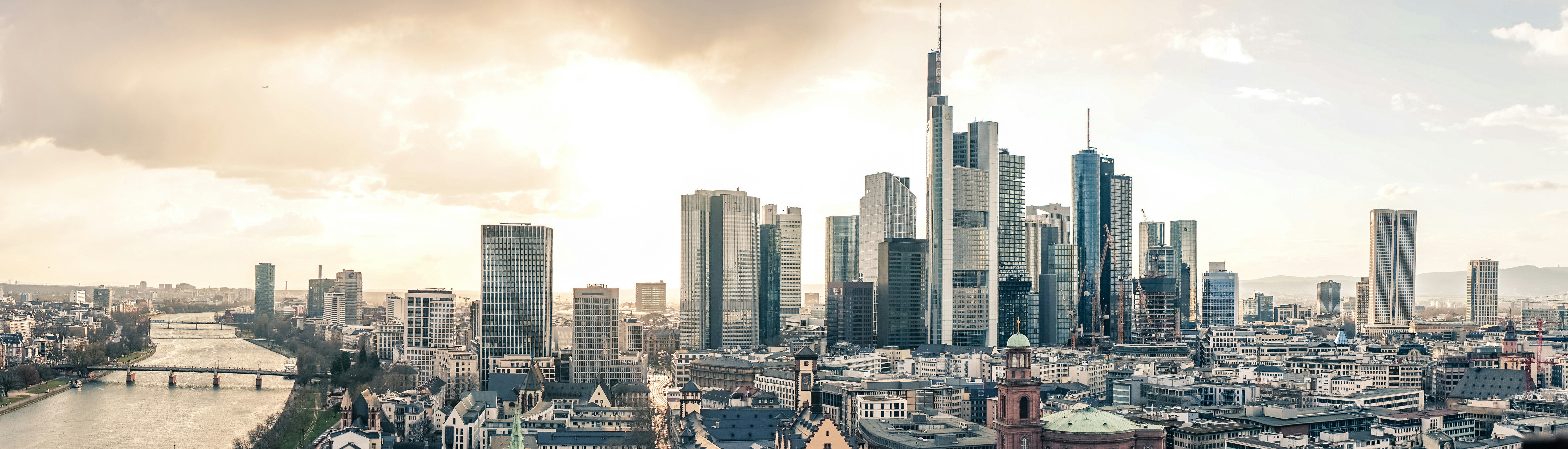 a view of a city with a river running through it