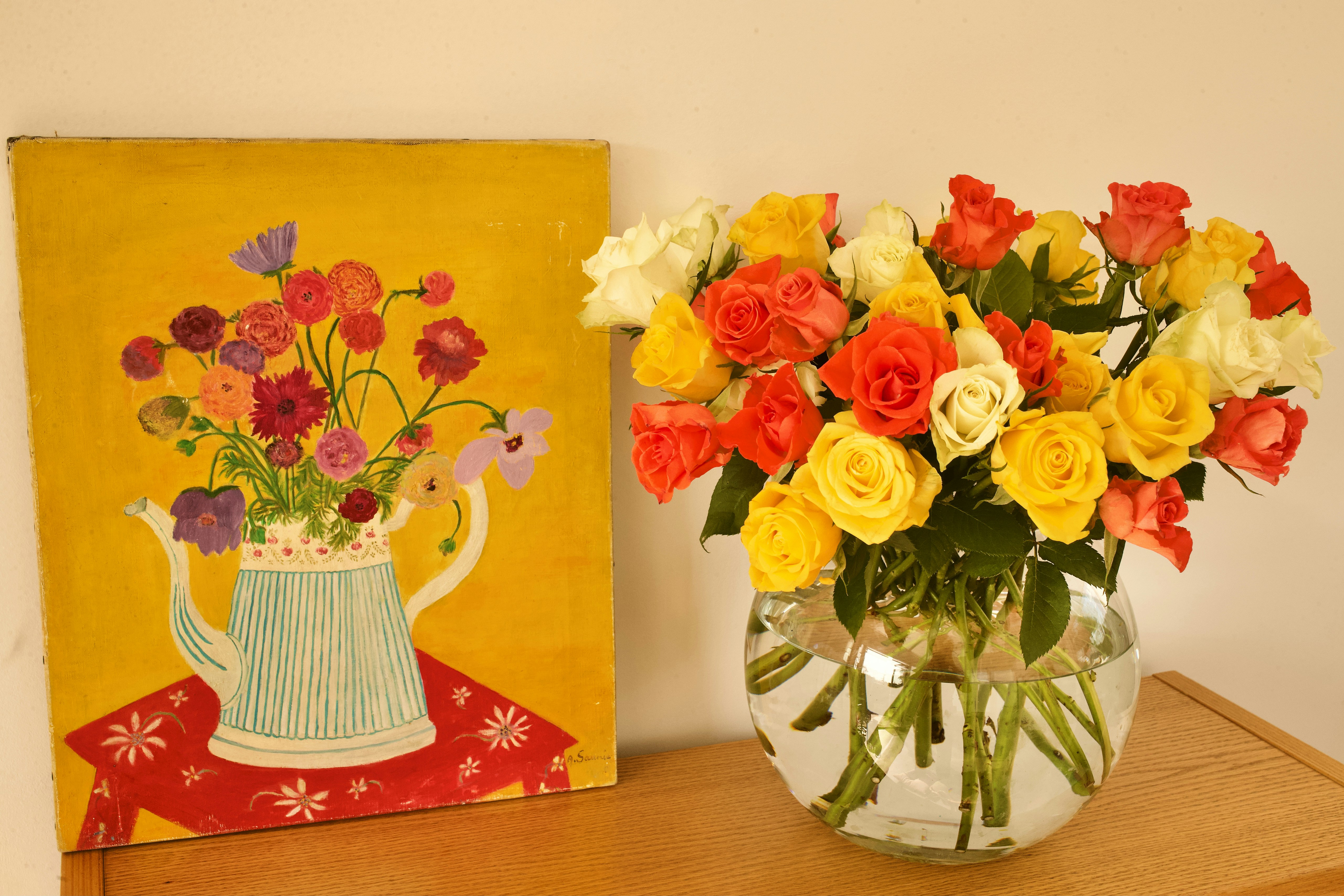beautiful bouquet of flowers with a happy mothers day card