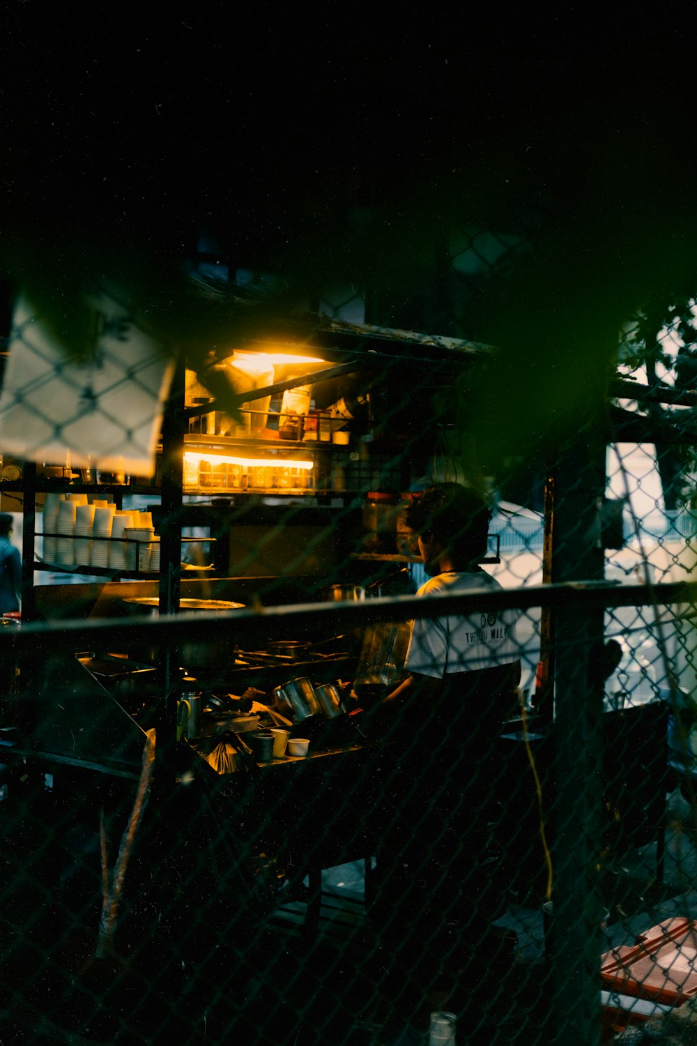 a group of people standing around a building