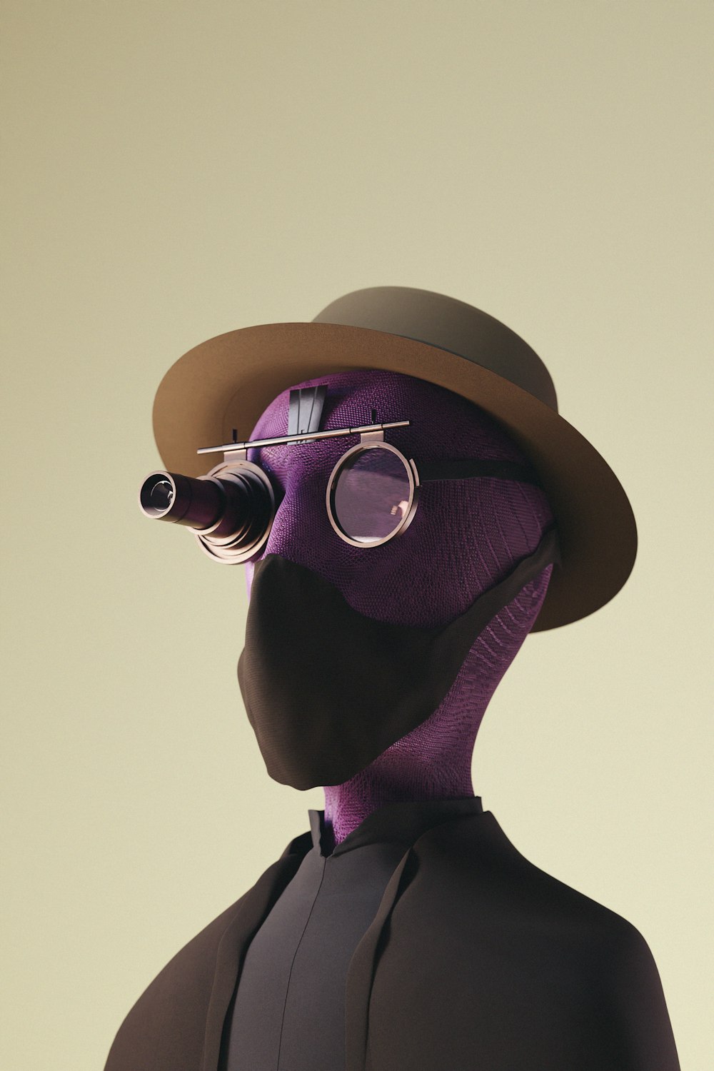 a man in a purple suit and hat