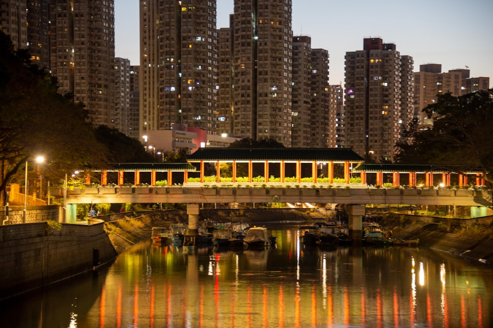 a train traveling over a bridge over a river