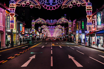 A lantern-lit street in Little India, Singapore