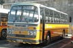 A vintage yellow and orange bus with 'PARA DISE' written on the front above the windshield. The bus has several distinctive markings including 'BEDFORD', 'RECORD BREAKERS', and other decals. It is parked in a lot next to another similar bus. The bus has a classic design with large windows and a boxy structure.