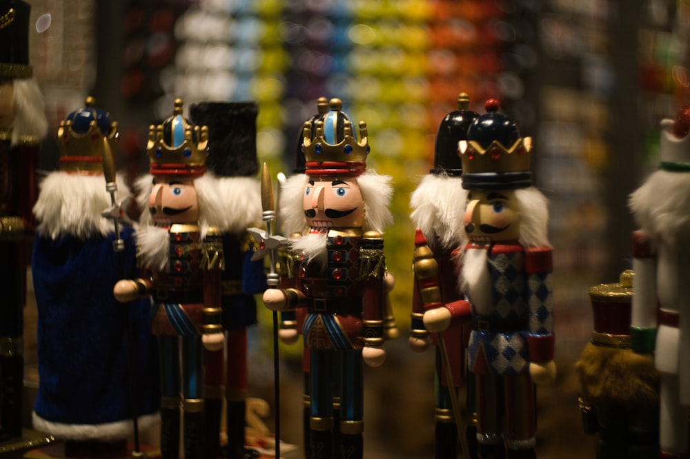 a group of nutcrackers standing next to each other
