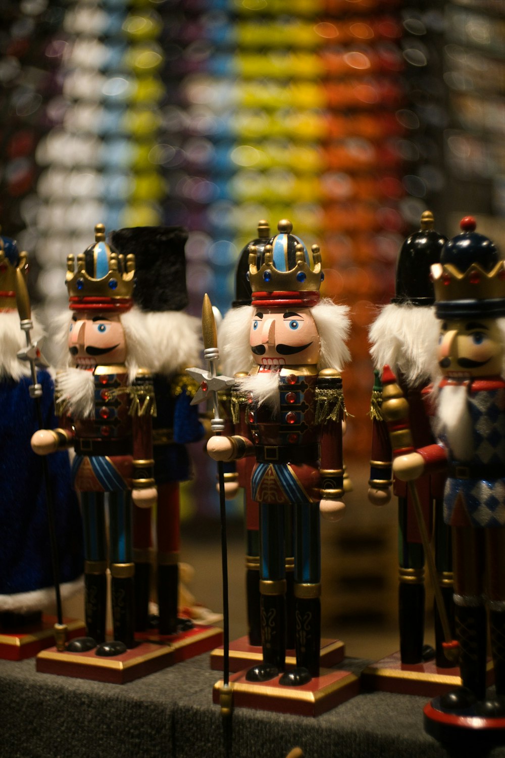 a group of nutcrackers sitting next to each other