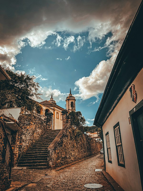 Escadaria de pedra em Ouro Preto, Minas Gerais