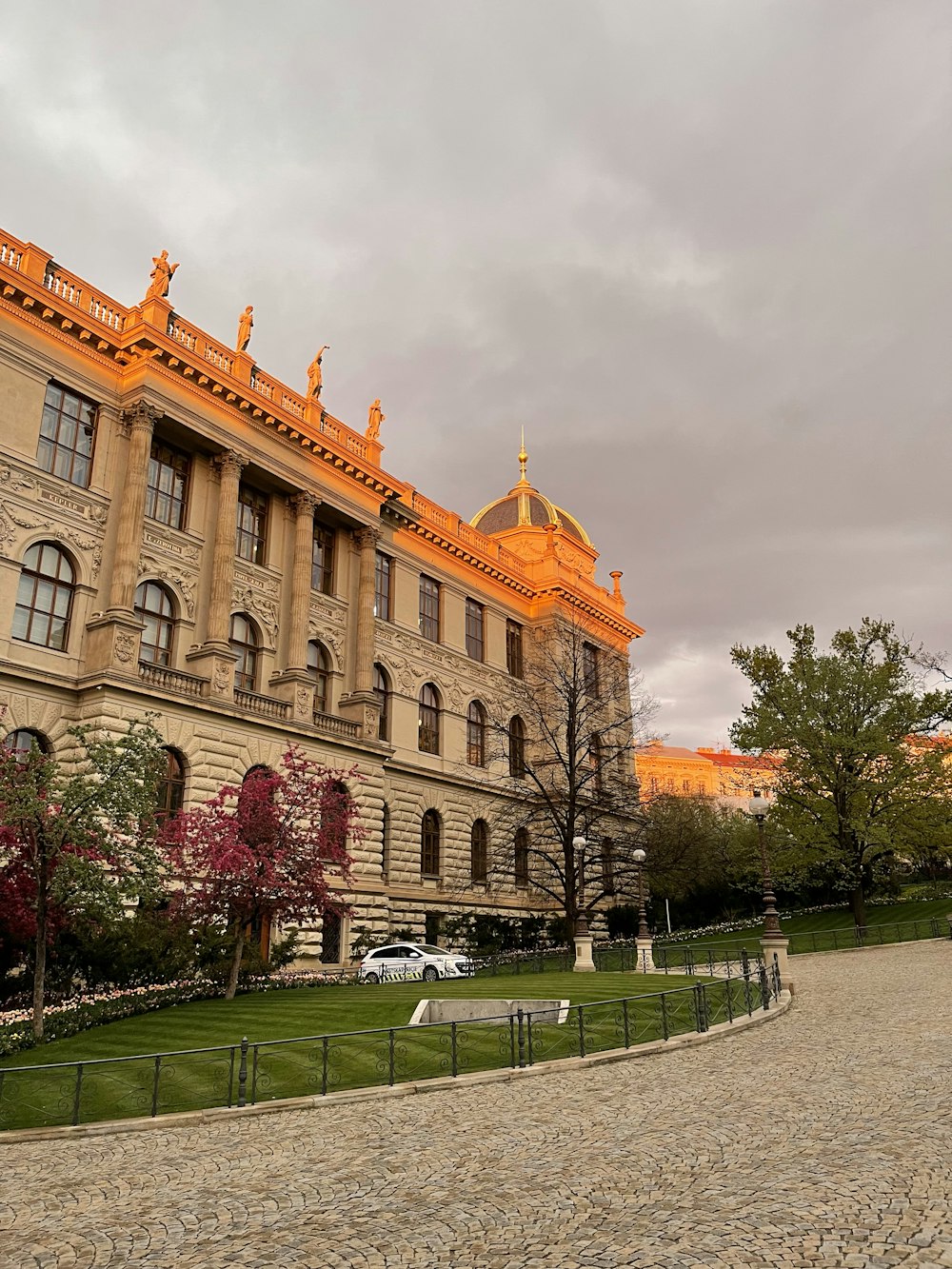 a large building with a clock on the front of it