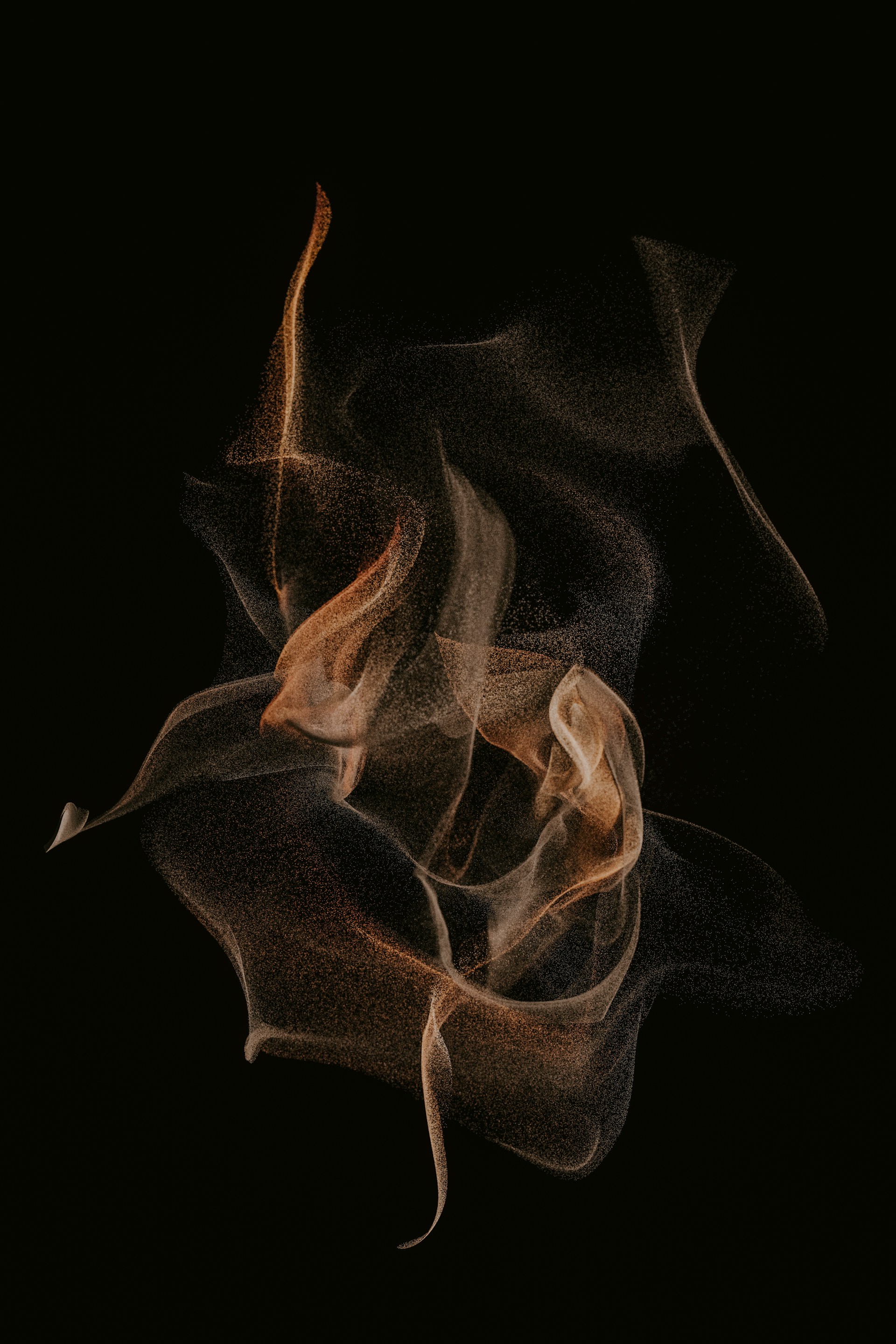 a black background with smoke in the air
