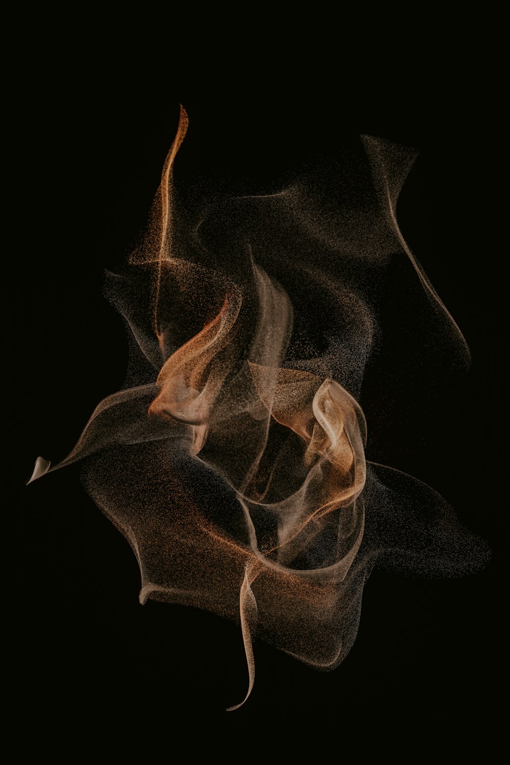 a black background with smoke in the air