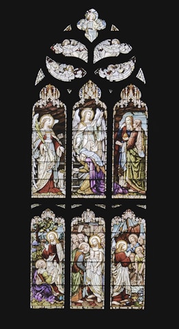 Illustrations of biblical characters in vibrant, artistic styles.