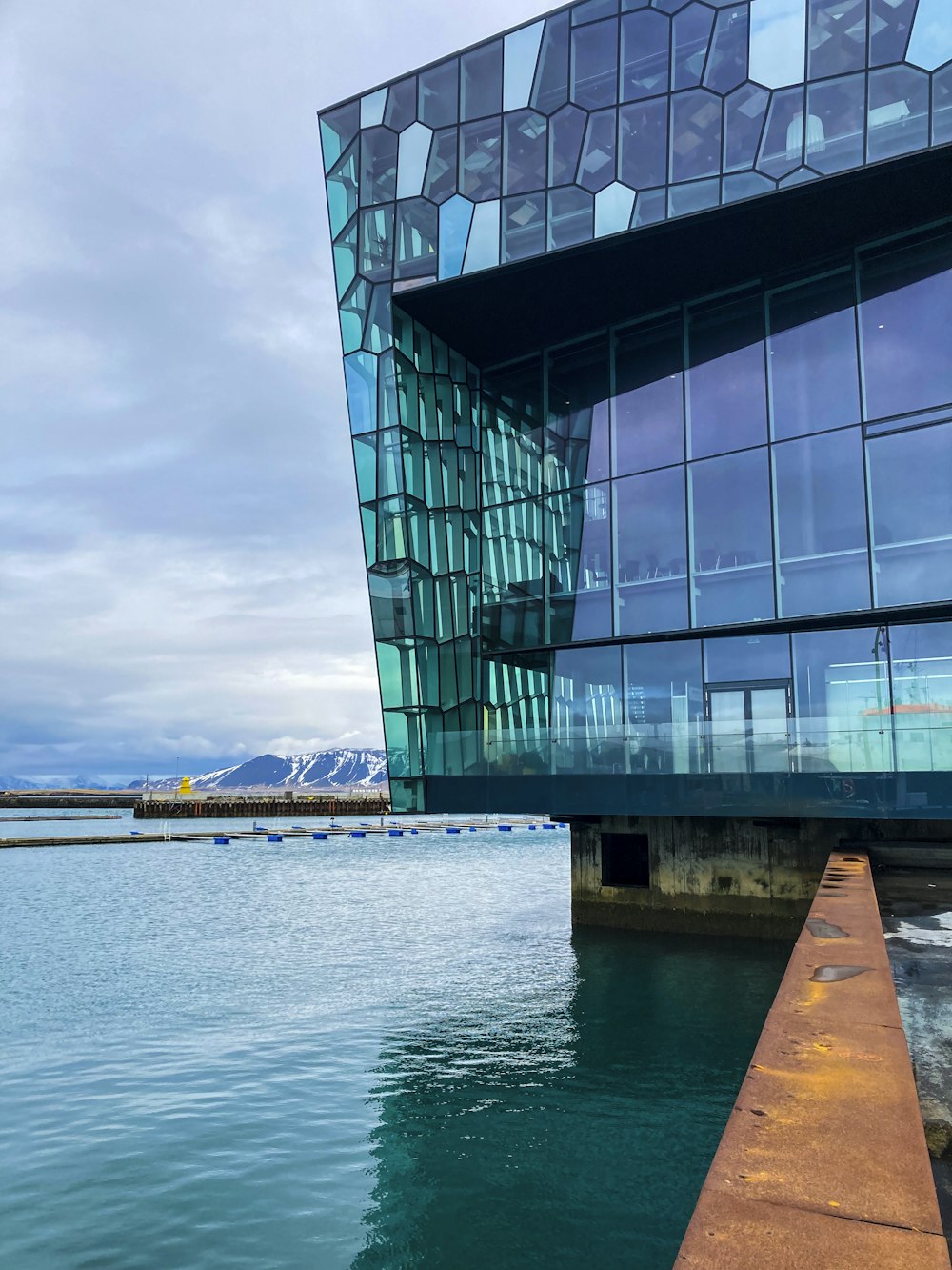 a building that is next to a body of water