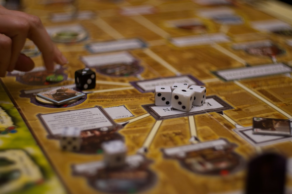 a close up of a dice on a board game