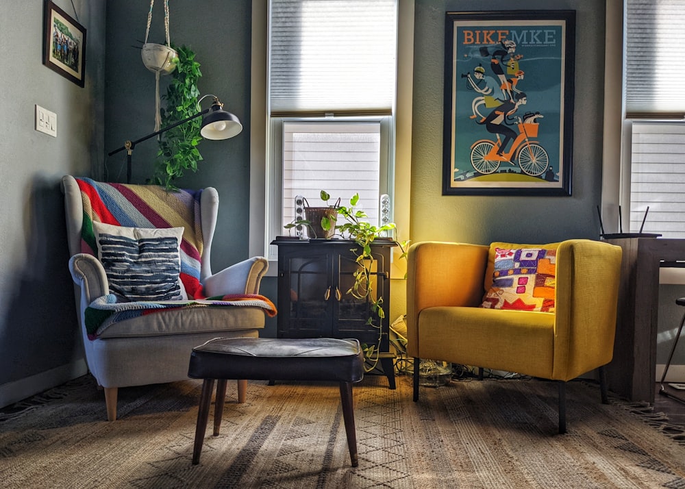 a living room filled with furniture and decor