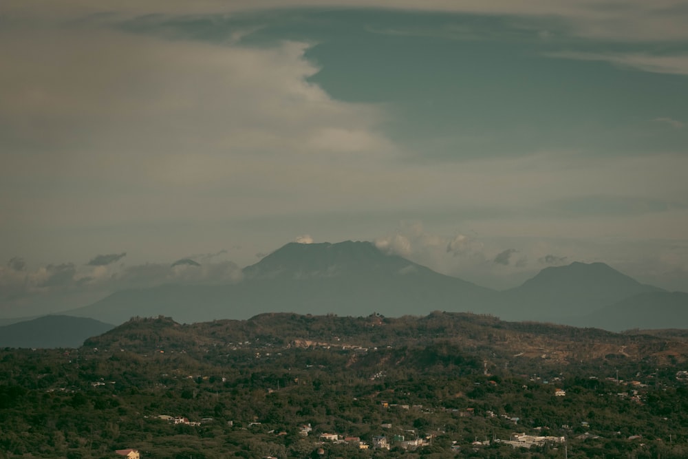 a view of a mountain range from a distance