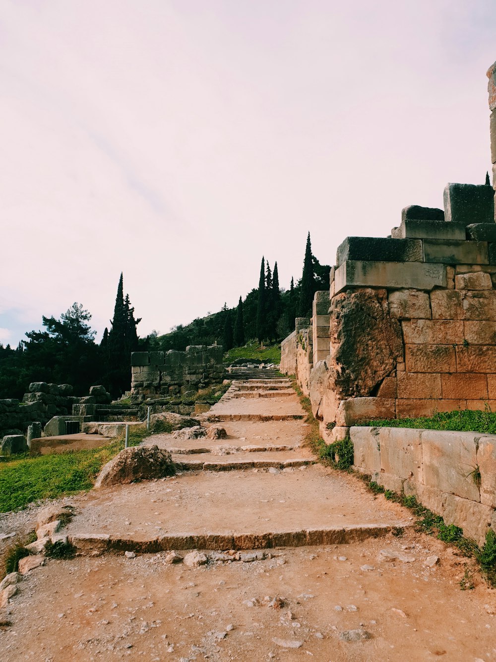 a set of stone steps leading up to a building