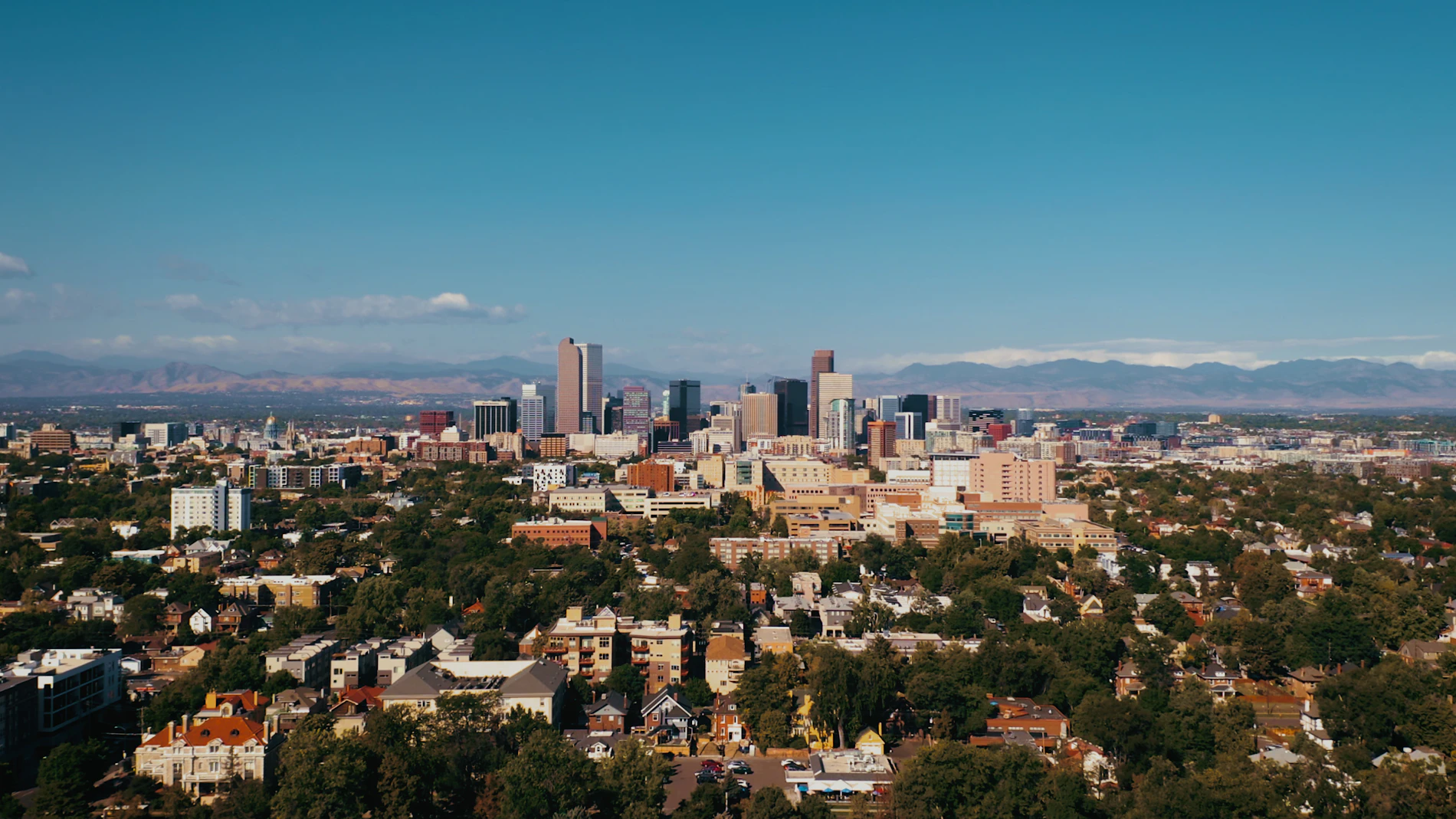 Denver with the Front Range behind it