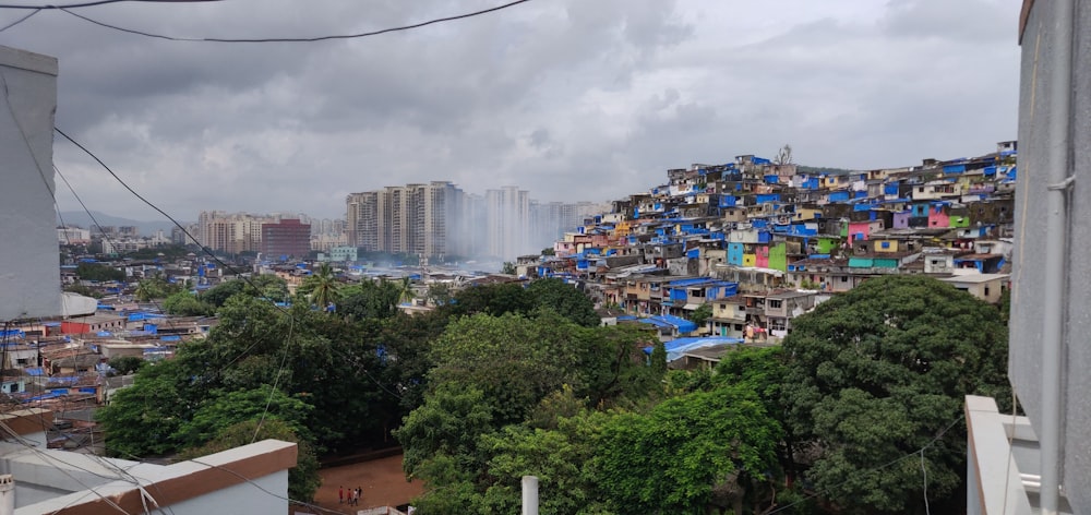 a view of a city from a tall building