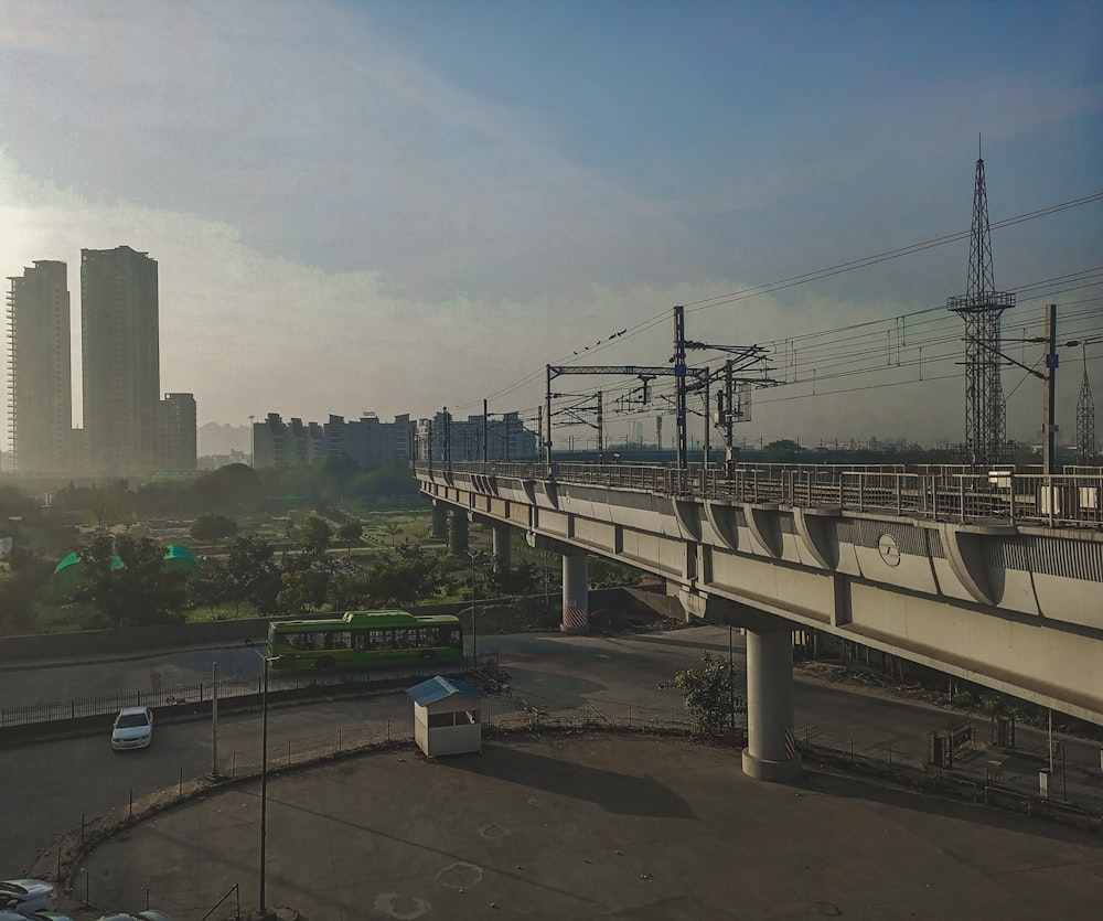 a view of a city from a high bridge