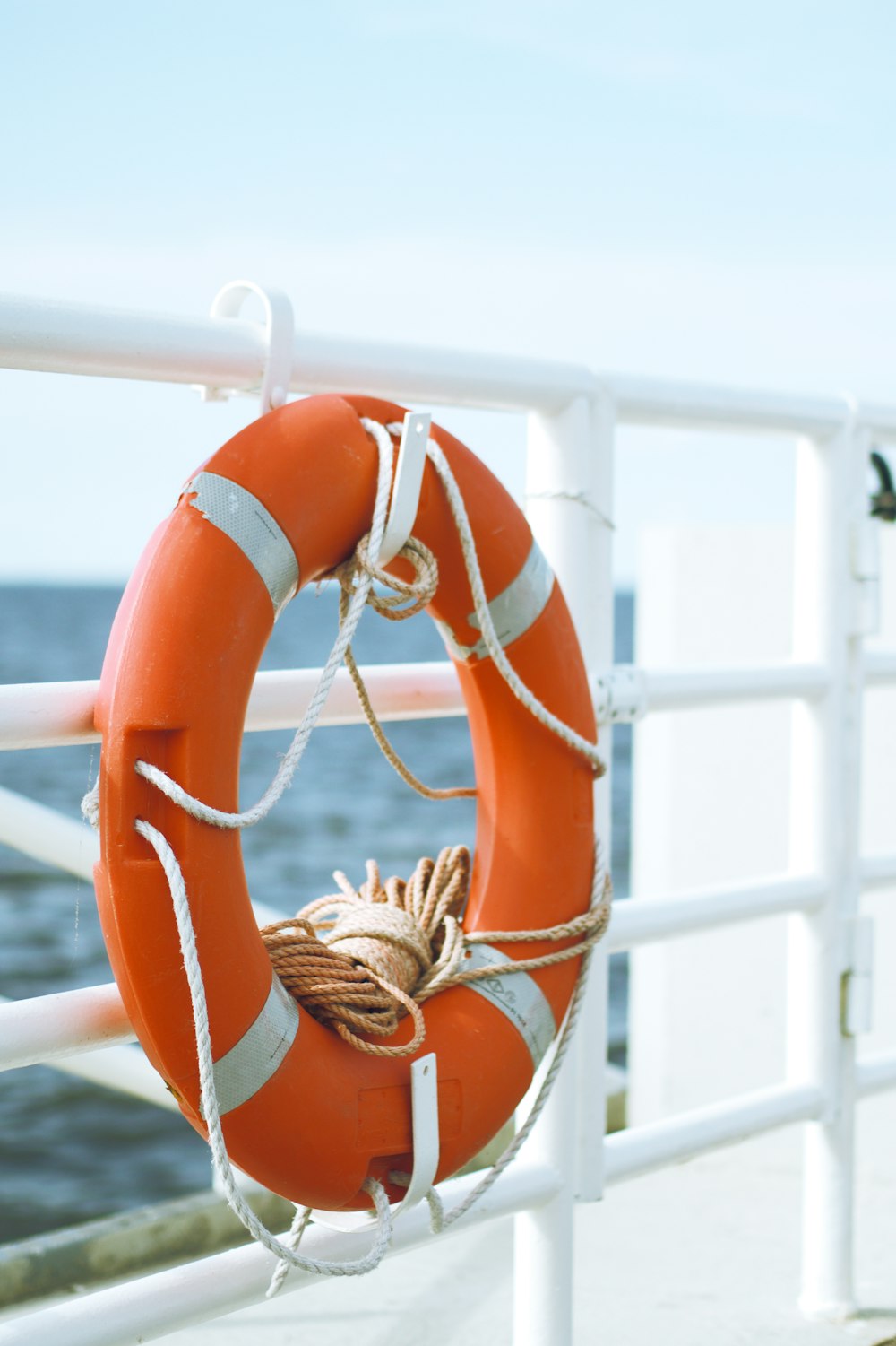 a life preserver hanging on the side of a boat