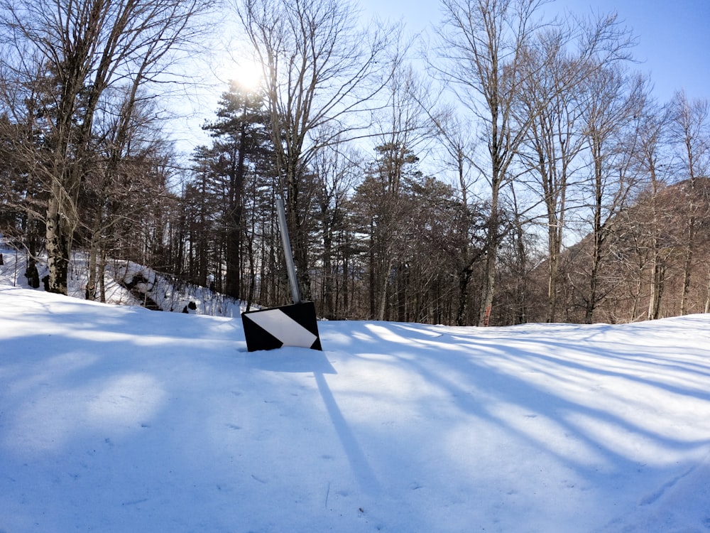 um snowboarder está descendo uma colina na neve