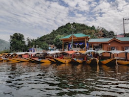 a bunch of boats that are sitting in the water