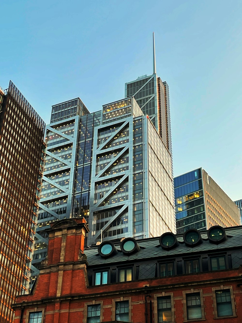 a group of tall buildings next to each other