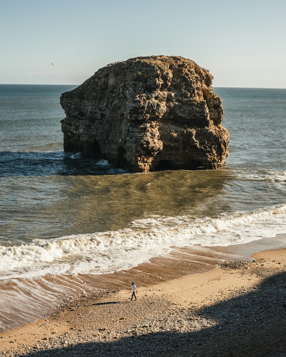 a person standing on a beach next to the ocean