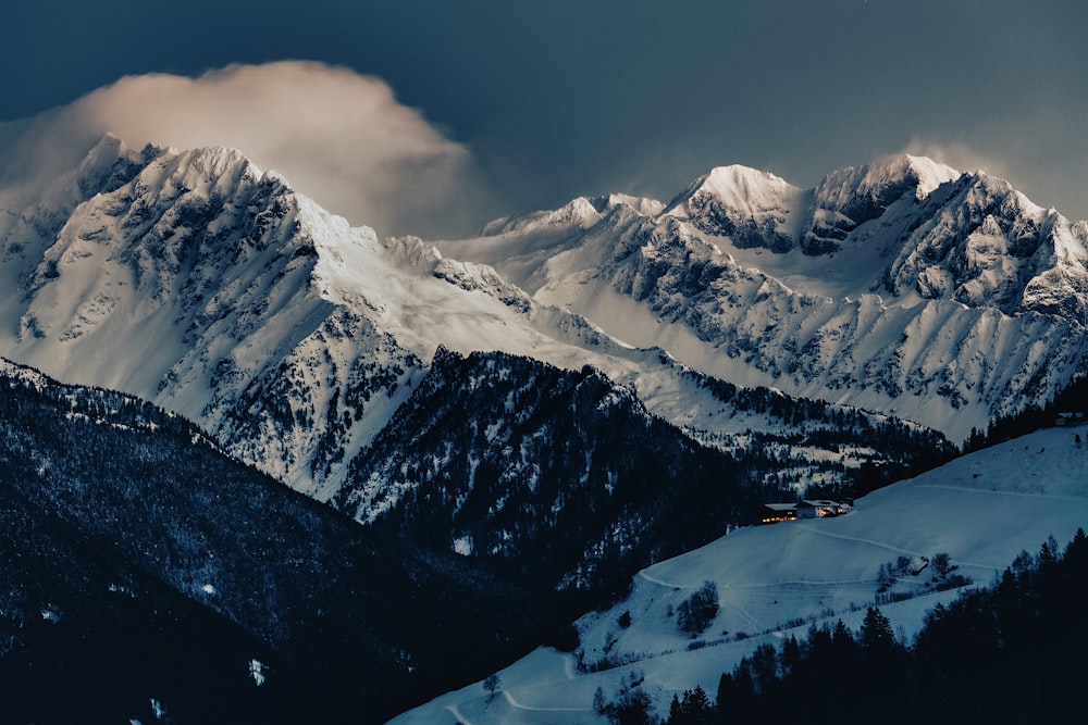 a view of a snow covered mountain